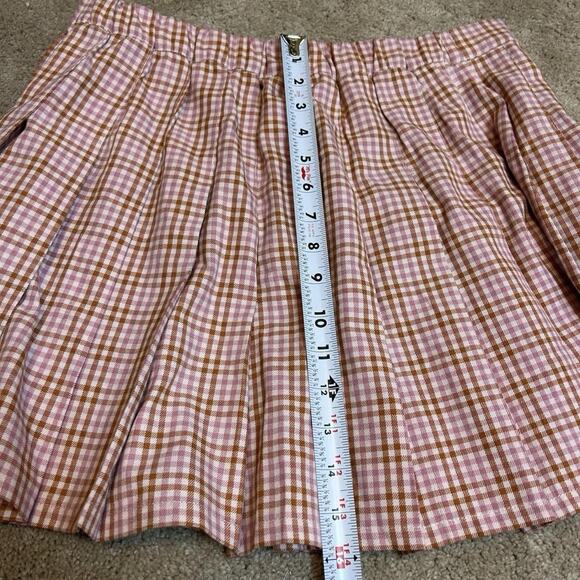 NWT Aerie Womens Pink Plaid Pleated Mini Skirt Size L Preppy Schoolgirl Coquette - Picture 4 of 6